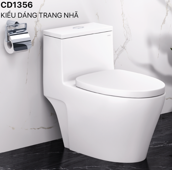 Bàn cầu 1 khối, đã bao gồm nắp đóng êm