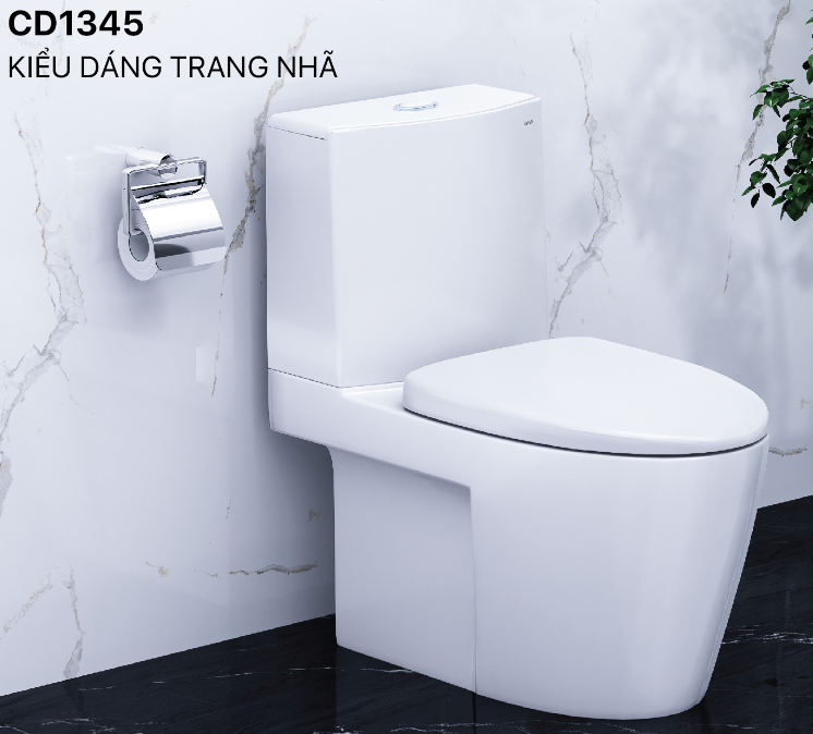 Bàn cầu 2 khối, đã bao gồm nắp đóng êm
